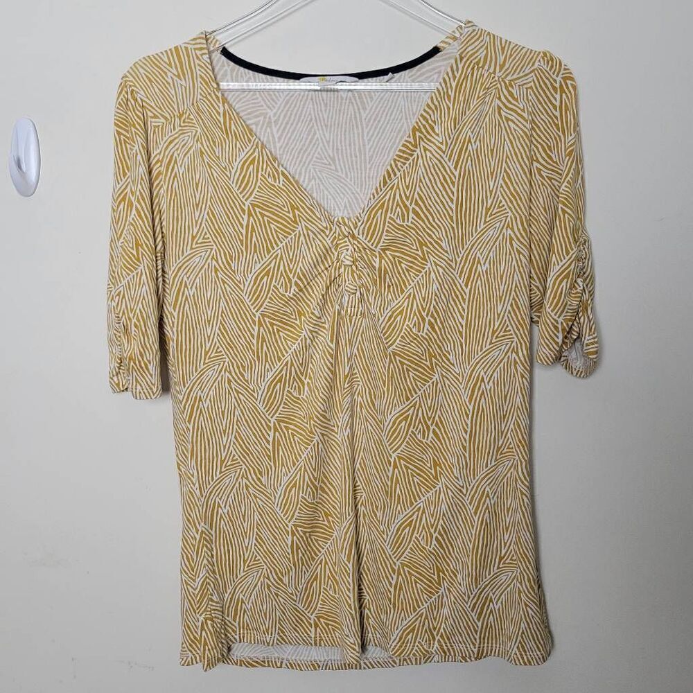 Boden Jane Jersey Knit Top Short Sleeve Tropical Leaf Print Size 8
